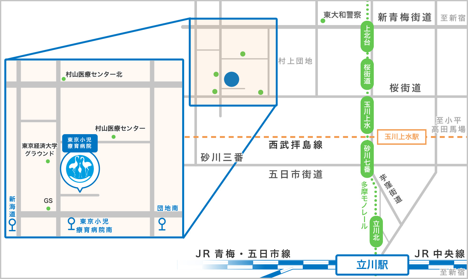 東京小児療育病院へのアクセス